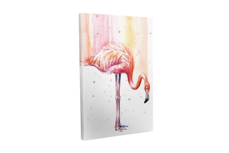 Canvas-taulu - Elegantti flamingo pastelliväreissä, Vaaleanpunainen / Aprikoosi / Musta