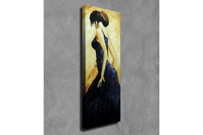 Canvas-taulu - Elegantti nainen mustassa mekossa - Tummansininen / Kultainen / Beige - Sisustustuotteet - Taulu & taide - Canvas-taulu