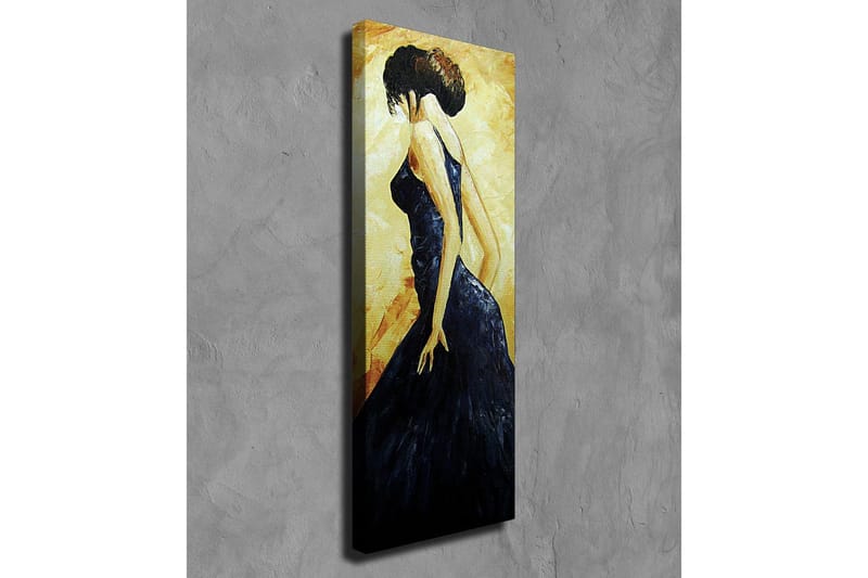 Canvas-taulu - Elegantti nainen mustassa mekossa - Tummansininen / Kultainen / Beige - Sisustustuotteet - Taulu & taide - Canvas-taulu