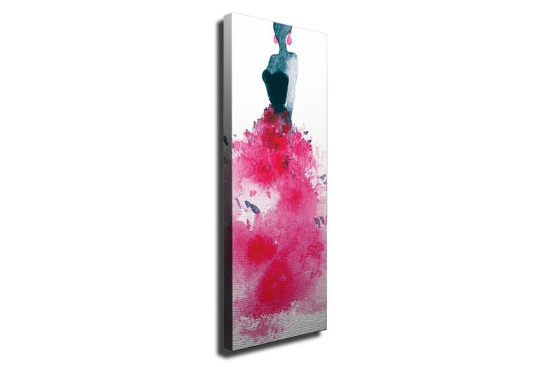 Canvas-taulu - Elegantti nainen värikkäässä mekossa, Tummansininen / Kirsikanpunainen / Vaaleanpunainen