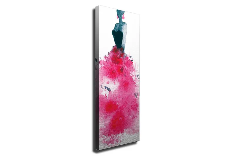 Canvas-taulu - Elegantti nainen värikkäässä mekossa, Tummansininen / Kirsikanpunainen / Vaaleanpunainen