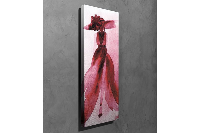 Canvas-taulu - Elegantti nainen punaisessa mekossa ja isossa hatussa - Punainen / Vaaleanpunainen - Sisustustuotteet - Taulu & taide - Canvas-taulu