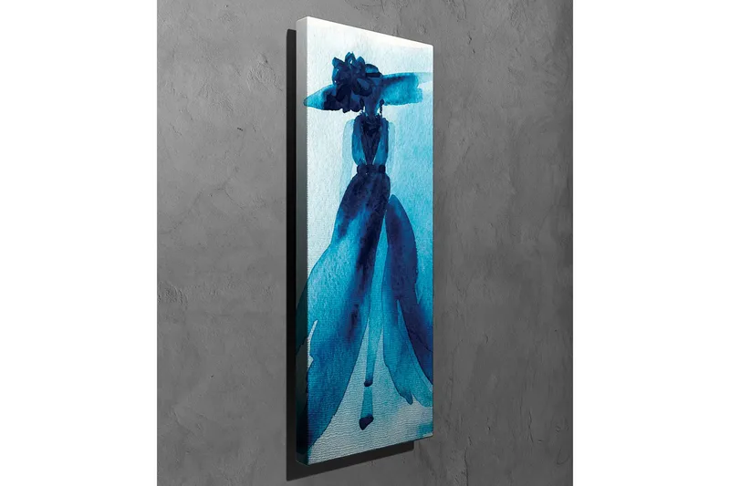 Canvas-taulu - Elegantti siluetti naisesta isossa hatussa ja mekossa - Tummansininen / Vaaleansininen - Sisustustuotteet - Taulu & taide - Canvas-taulu