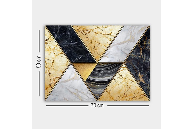 Canvas-taulu - Geometrinen sommitelma, jossa on marmorimaisia kolmioita eri väreissä - Kulta / Musta / Valkoinen - Sisustustuotteet - Taulu & taide - Canvas-taulu