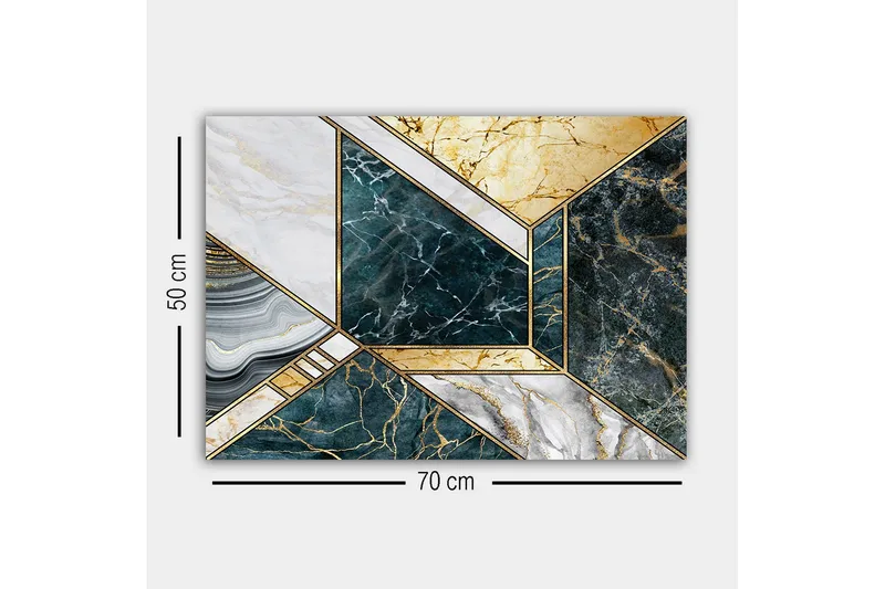 Canvas-taulu - Geometrinen sommitelma marmorimaisilla pinnoilla - Tummanvihreä / Valkoinen / Kulta - Sisustustuotteet - Taulu & taide - Canvas-taulu