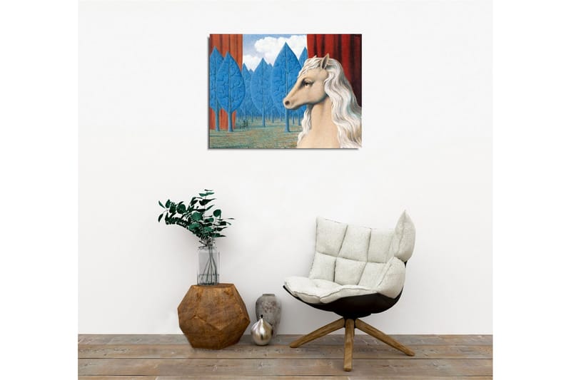 Canvas-taulu - Hevosen pää valkoisella harjalla unenomaisessa metsäympäristössä - Sininen / Punainen / Beige - Sisustustuotteet - Taulu & taide - Canvas-taulu