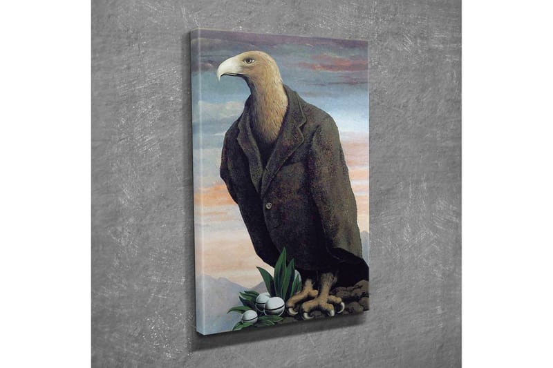 Canvas-taulu - Ihmismäinen kotka puvussa seisoo kalliolla - Tummanruskea / Vihreä / Vaaleansininen - Sisustustuotteet - Taulu & taide - Canvas-taulu