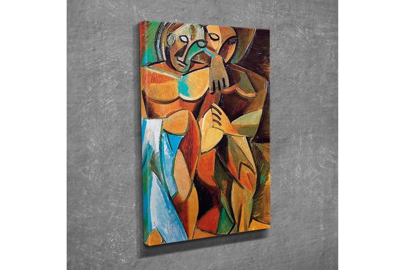 Canvas-taulu - Intiimi pari syleilevässä eleessä - Ruskea / Vihreä / Sininen - Sisustustuotteet - Taulu & taide - Canvas-taulu