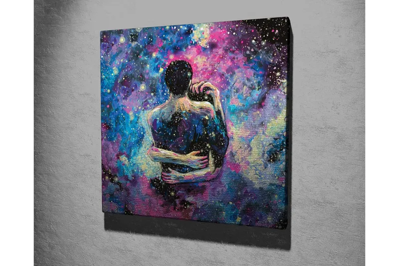 Canvas-taulu - Intiimi pari syleilee toisiaan tähtikirkkaassa galaksissa - Sininen / Violetti / Musta - Sisustustuotteet - Taulu & taide - Canvas-taulu