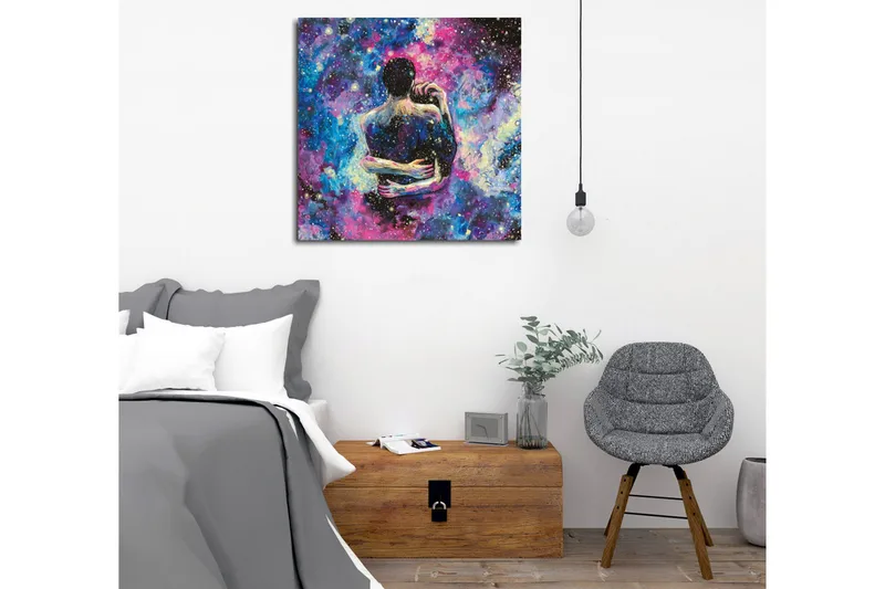 Canvas-taulu - Intiimi pari syleilee toisiaan tähtikirkkaassa galaksissa - Sininen / Violetti / Musta - Sisustustuotteet - Taulu & taide - Canvas-taulu
