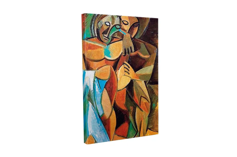 Canvas-taulu - Intiimi pari syleilevässä eleessä, Ruskea / Vihreä / Sininen