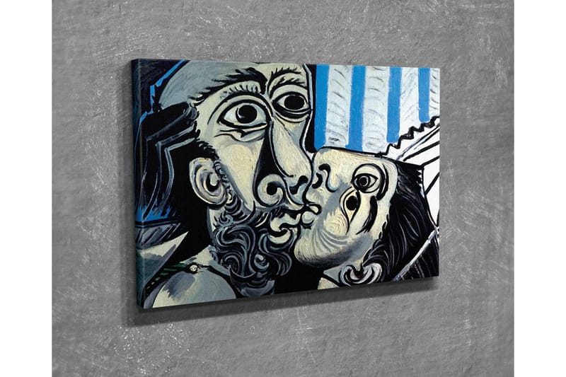 Canvas-taulu - Kahden kasvon intohimoinen kohtaaminen - Musta / Valkoinen / Sininen - Sisustustuotteet - Taulu & taide - Canvas-taulu