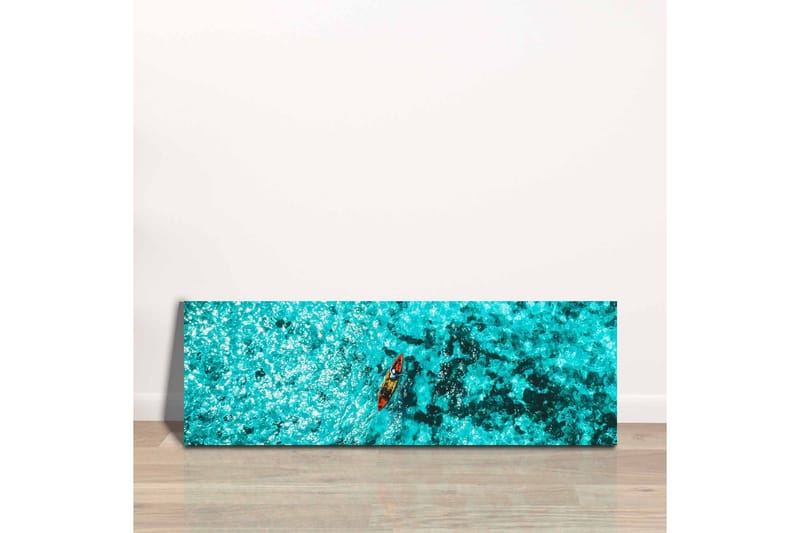 Canvas-taulu - Kajakkimelonta kirkkaan turkoosin veden läpi - Turkoosi / Musta / Oranssi - Sisustustuotteet - Taulu & taide - Canvas-taulu