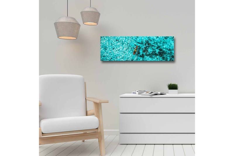 Canvas-taulu - Kajakkimelonta kirkkaan turkoosin veden läpi - Turkoosi / Musta / Oranssi - Sisustustuotteet - Taulu & taide - Canvas-taulu
