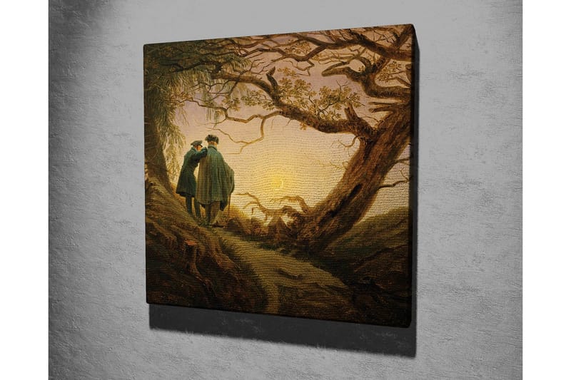 Canvas-taulu - Kaksi ihmistä seisoo yhdessä suuren puun alla auringonlaskun aikaan - Tummanvihreä / Ruskea / Vaaleankeltainen - Sisustustuotteet - Taulu & taide - Canvas-taulu