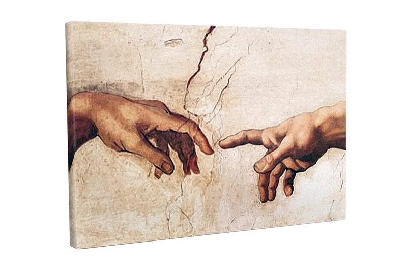 Canvas-taulu - Kaksi kättä ojentaa toisiaan kohti, Ihonväri / Beige / Valkoinen
