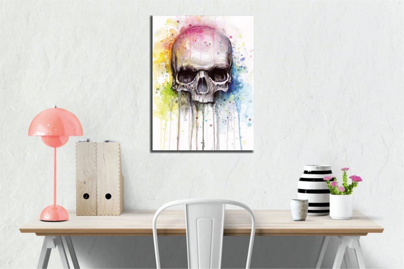 Canvas-taulu - Kallo värikkäillä vesiväriroiskeilla taustalla - Musta / Vaaleansininen / Keltainen - Sisustustuotteet - Taulu & taide - Canvas-taulu