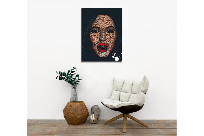 Canvas-taulu - Kasvojen muotoilu eri sävyisillä sanoilla ja lauseilla - Tummansininen / Ruskea / Punainen - Sisustustuotteet - Taulu & taide - Canvas-taulu