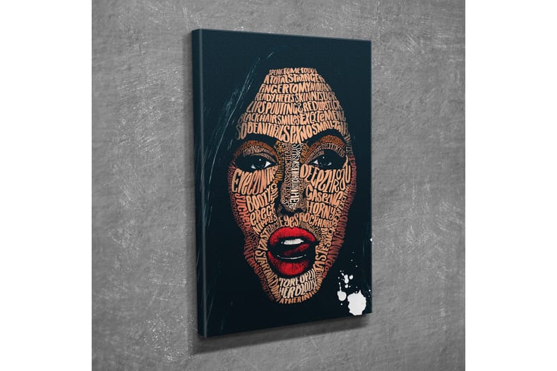 Canvas-taulu - Kasvojen muotoilu eri sävyisillä sanoilla ja lauseilla - Tummansininen / Ruskea / Punainen - Sisustustuotteet - Taulu & taide - Canvas-taulu