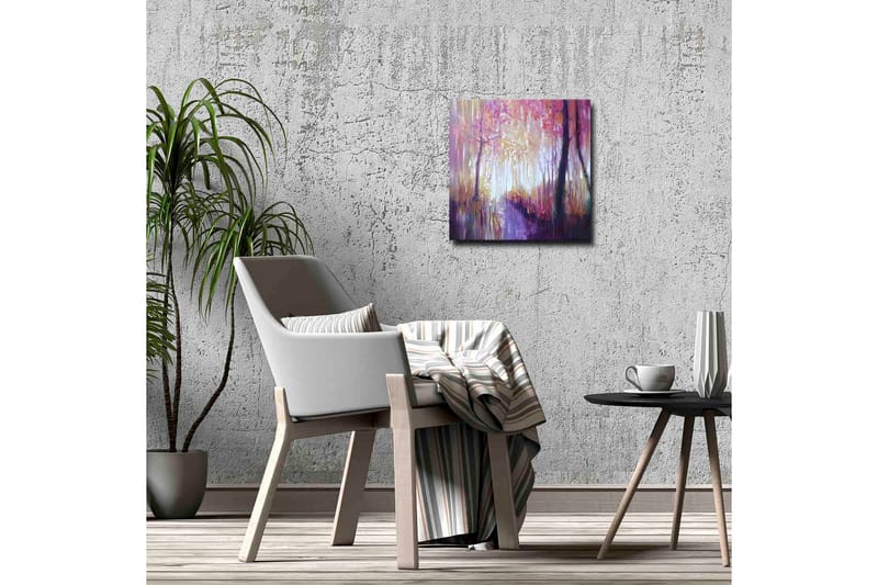 Canvas-taulu - Kaunis metsäpolku syksyn väreissä ja pehmeässä valossa - Violetti / Vaaleanpunainen / Keltainen - Sisustustuotteet - Taulu & taide - Canvas-taulu