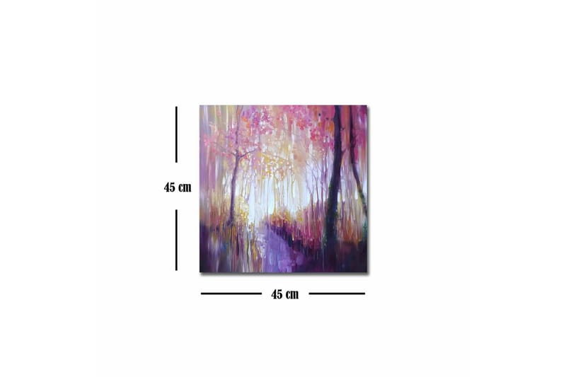 Canvas-taulu - Kaunis metsäpolku syksyn väreissä ja pehmeässä valossa - Violetti / Vaaleanpunainen / Keltainen - Sisustustuotteet - Taulu & taide - Canvas-taulu
