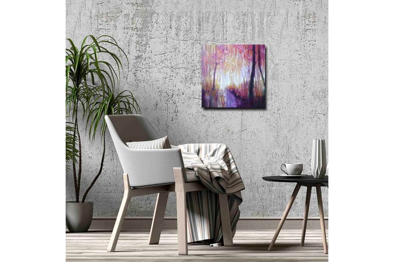 Canvas-taulu - Kaunis metsäpolku syksyn väreissä ja pehmeässä valossa - Violetti / Vaaleanpunainen / Keltainen - Sisustustuotteet - Taulu & taide - Canvas-taulu