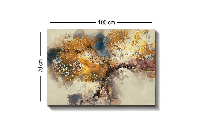 Canvas-taulu - Kaunis puun kruunu kultaisilla lehdillä - Kulta / Ruskea / Sininen - Sisustustuotteet - Taulu & taide - Canvas-taulu