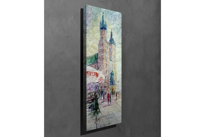 Canvas-taulu - Kaupunkinäkymä historiallisine rakennuksineen ja liikkuvine ihmisineen - Vaaleansininen / Beige / Vihreä - Sisustustuotteet - Taulu & taide - Canvas-taulu
