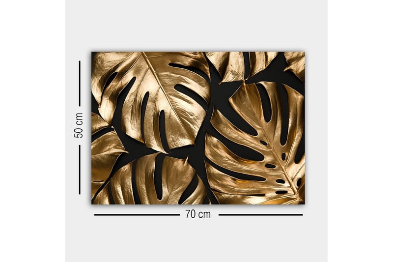 Canvas-taulu - Kiiltävät monsteran lehdet kultaisissa sävyissä - Kulta / Musta - Sisustustuotteet - Taulu & taide - Canvas-taulu