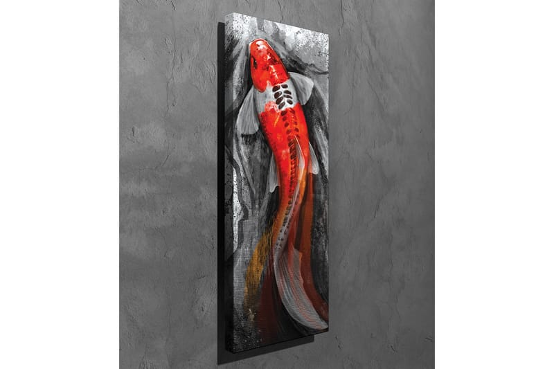 Canvas-taulu - Kirkkaanpunainen karppi ui hiljaisessa ympäristössä - Punainen / Musta / Harmaa - Sisustustuotteet - Taulu & taide - Canvas-taulu