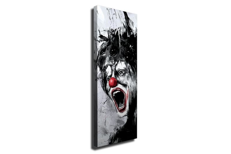 Canvas-taulu - Kirkuva pelle punaisella nenällä ja dramaattisilla kasvonpiirteillä - Musta / Valkoinen / Punainen - Sisustustuotteet - Taulu & taide - Canvas-taulu