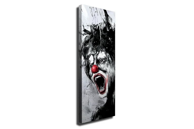 Canvas-taulu - Kirkuva pelle punaisella nenällä ja dramaattisilla kasvonpiirteillä, Musta / Valkoinen / Punainen