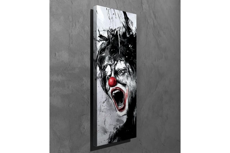 Canvas-taulu - Kirkuva pelle punaisella nenällä ja dramaattisilla kasvonpiirteillä - Musta / Valkoinen / Punainen - Sisustustuotteet - Taulu & taide - Canvas-taulu