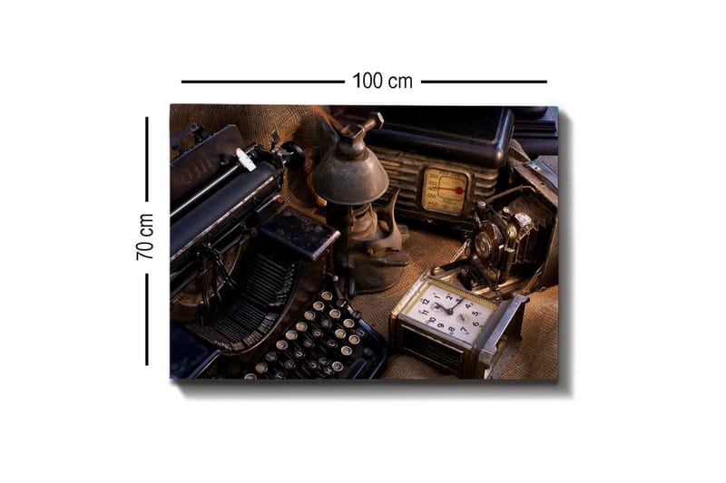 Canvas-taulu - Kokoelma vintage-kirjoituskoneita ja vanhoja kodinkoneita - Musta / Ruskea / Harmaa - Sisustustuotteet - Taulu & taide - Canvas-taulu