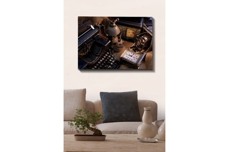 Canvas-taulu - Kokoelma vintage-kirjoituskoneita ja vanhoja kodinkoneita - Musta / Ruskea / Harmaa - Sisustustuotteet - Taulu & taide - Canvas-taulu