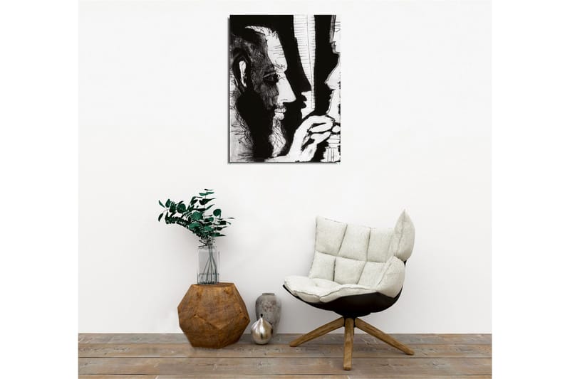 Canvas-taulu - Kontrastinen muotokuva kahdesta kasvot vuoropuhelussa - Musta / Valkoinen - Sisustustuotteet - Taulu & taide - Canvas-taulu