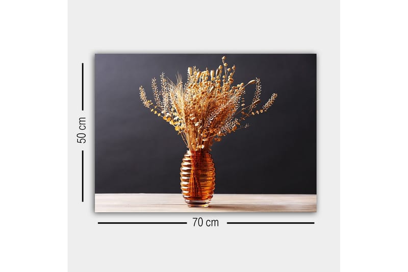 Canvas-taulu - Kuivattuja kukkia elegantissa lasimaljakossa - Kulta / Ruskea / Beige - Sisustustuotteet - Taulu & taide - Canvas-taulu