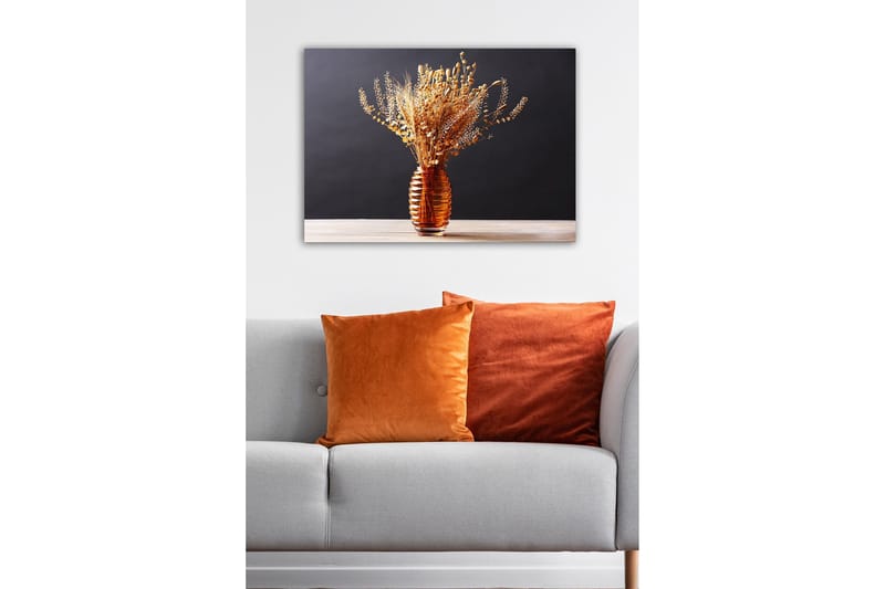 Canvas-taulu - Kuivattuja kukkia elegantissa lasimaljakossa - Kulta / Ruskea / Beige - Sisustustuotteet - Taulu & taide - Canvas-taulu