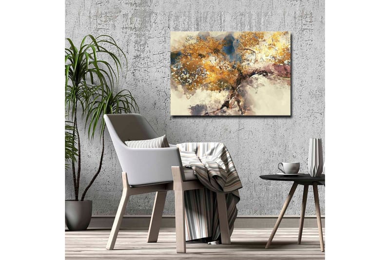 Canvas-taulu - Kultaiset puun oksat pehmeää taustaa vasten - Kulta / Ruskea / Sininen - Sisustustuotteet - Taulu & taide - Canvas-taulu