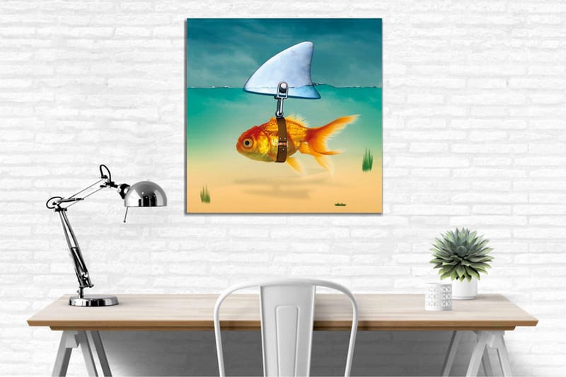 Canvas-taulu - Kultakala evineen uimassa kirkkaassa vedessä - Turkoosi / Oranssi / Beige - Sisustustuotteet - Taulu & taide - Canvas-taulu