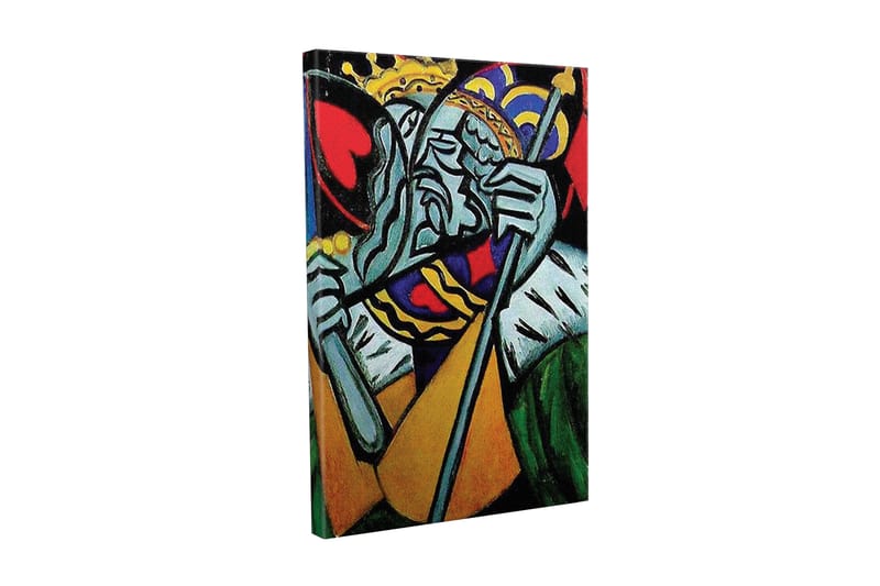 Canvas-taulu - Kuninkaallinen hahmo surullisella ilmeellä ja yksityiskohtaisella kruunulla, Vihreä / Punainen / Sininen