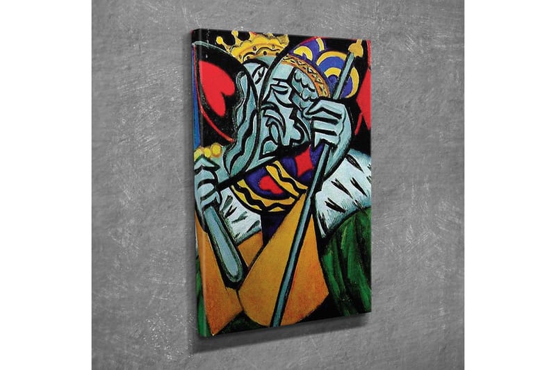 Canvas-taulu - Kuninkaallinen hahmo surullisella ilmeellä ja yksityiskohtaisella kruunulla - Vihreä / Punainen / Sininen - Sisustustuotteet - Taulu & taide - Canvas-taulu