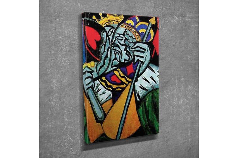 Canvas-taulu - Kuninkaallinen hahmo surullisella ilmeellä ja yksityiskohtaisella kruunulla - Vihreä / Punainen / Sininen - Sisustustuotteet - Taulu & taide - Canvas-taulu