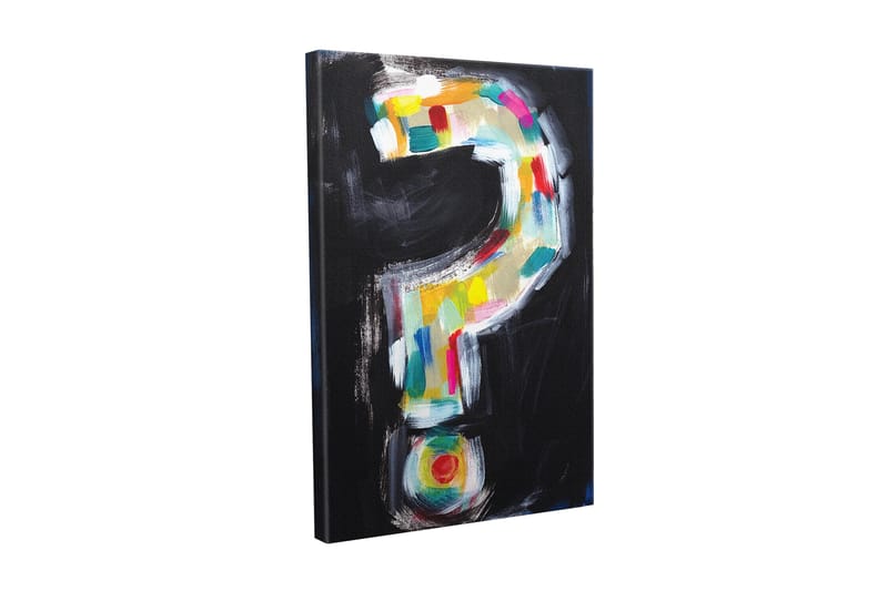 Canvas-taulu - Kysymysmerkki värikkäässä tyylissä, Musta / Valkoinen / Keltainen