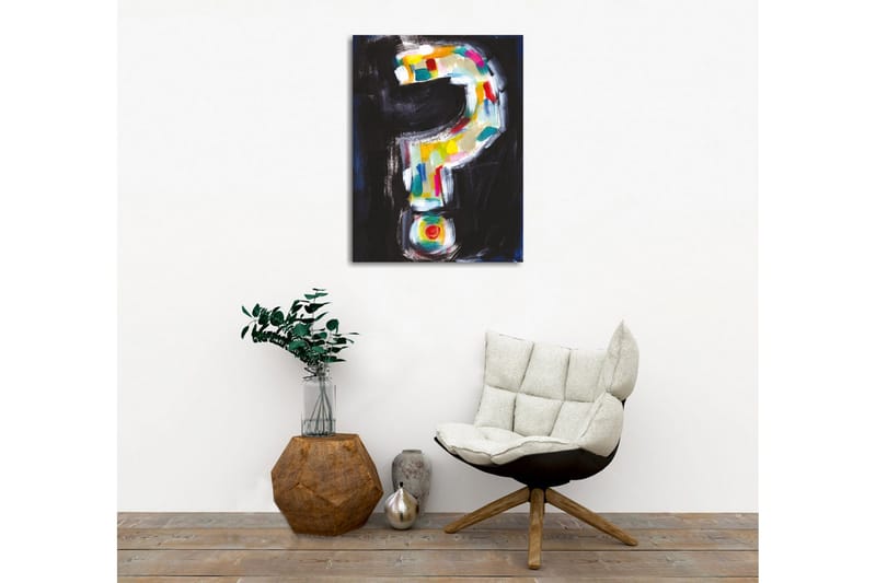 Canvas-taulu - Kysymysmerkki värikkäässä tyylissä - Musta / Valkoinen / Keltainen - Sisustustuotteet - Taulu & taide - Canvas-taulu