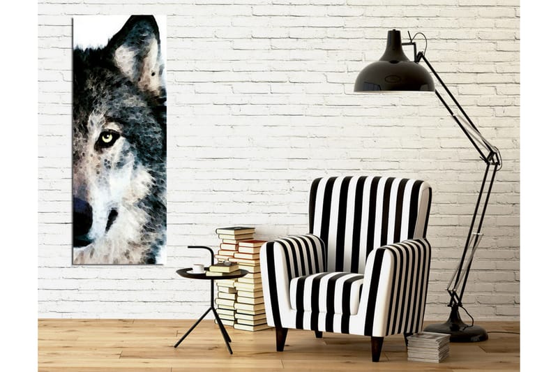 Canvas-taulu - Lähikuva suden naamasta intensiivisine silmineen - Harmaa / Musta / Valkoinen - Sisustustuotteet - Taulu & taide - Canvas-taulu