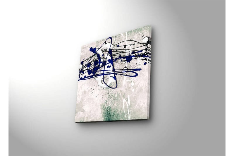 Canvas-taulu LED-valaistuksella 28x28 cm - Abstrakti sommitelma sinisillä ja mustilla viivoilla vaalealla taustalla - Sininen / Musta / Vihreä - Sisustustuotteet - Taulu & taide - Canvas-taulu