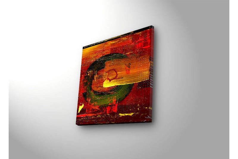 Canvas-taulu LED-valaistuksella 28x28 cm - Abstrakti sommitelma pyöreillä muodoilla ja vahvoilla väreillä - Punainen / Vihreä / Keltainen - Sisustustuotteet - Taulu & taide - Canvas-taulu