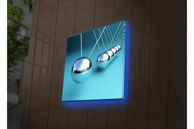 Canvas-taulu LED-valaistuksella 28x28 cm - Heijastavat riippuvalaisimet harmonisessa sommitelmassa - Hopea / Turkoosi - Sisustustuotteet - Taulu & taide - Canvas-taulu