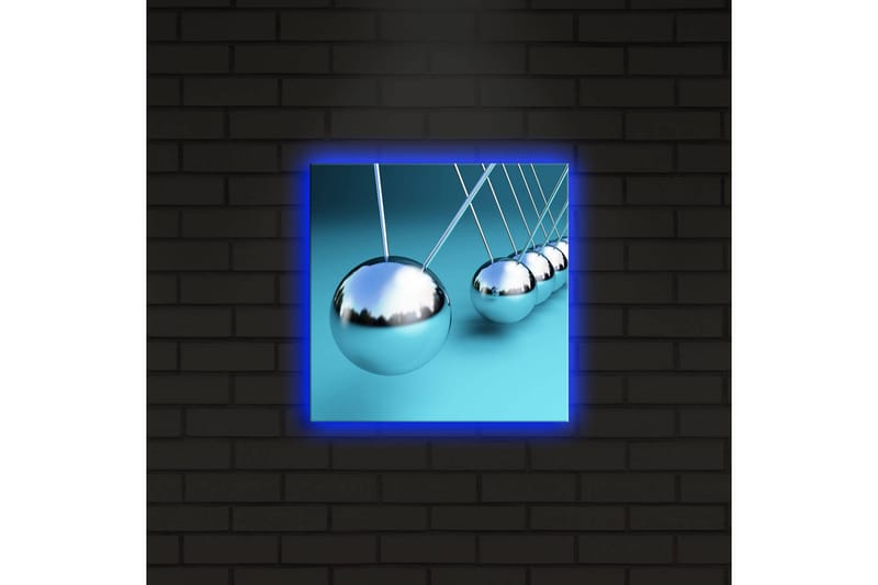 Canvas-taulu LED-valaistuksella 28x28 cm - Heijastavat riippuvalaisimet harmonisessa sommitelmassa - Hopea / Turkoosi - Sisustustuotteet - Taulu & taide - Canvas-taulu